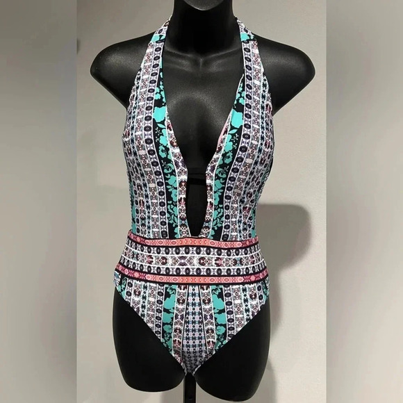 Nanette Lepore Kimono‎ Patchwork One Piece Swimsuit Size Small - Picture 1 of 7